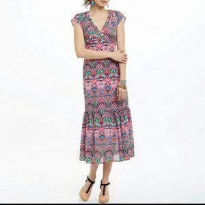 Anthropologie Vanessa Virginia Mural Beaded Maxi Dress Pink